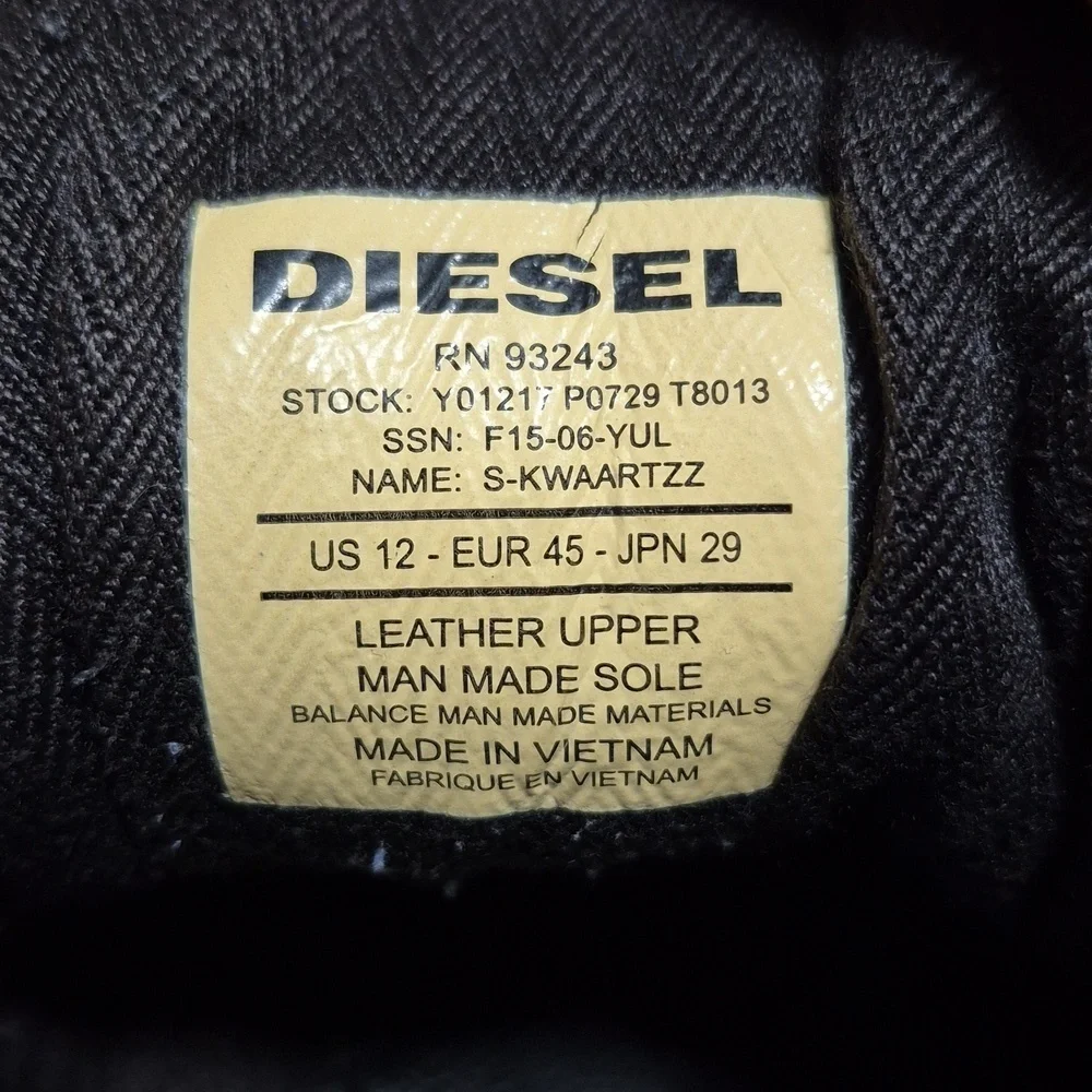 Diesel Men's S-Kwaartzz Fashion Sneaker Sz 12 Gently Loved